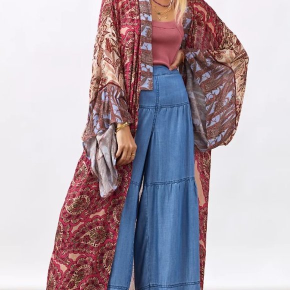 NWT Anthropologie Bl-nk Floral Swirl Cover-Up Kimono One size - Picture 5 of 7